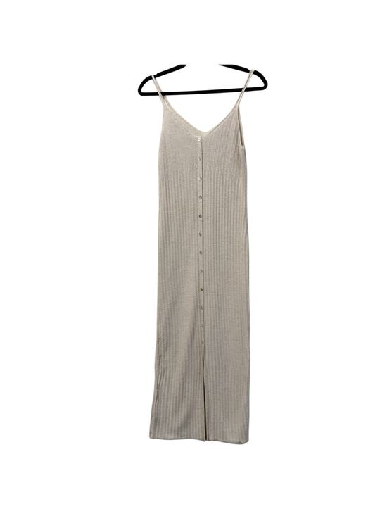 Dresses & Skirts - Mango Linen Blend Ribbed Knit Maxi Dress Beige Sleeveless Button Front XS